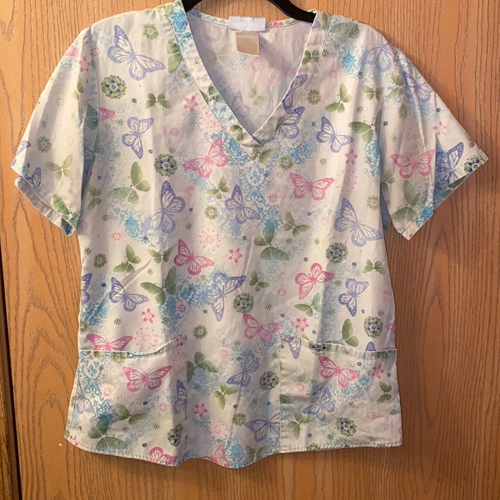 SB Scrubs Green Butterfly Scrub Top